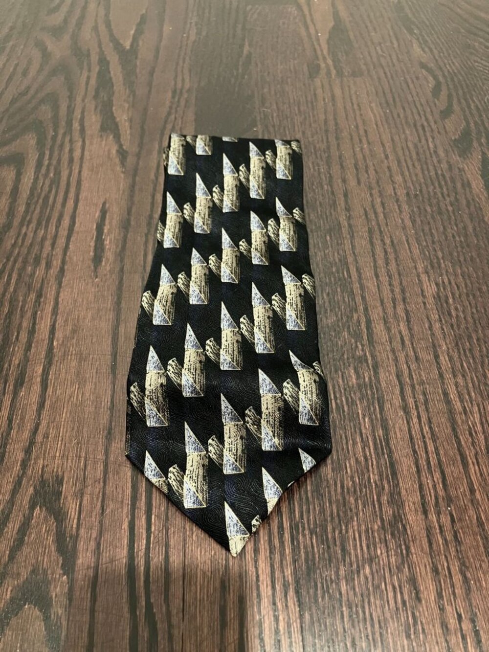 VTG Dimoggio Pure Silk Abstract Neck Tie, Black Multi, One Size